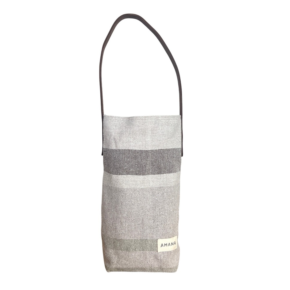 Amana Woolen Mills Artisan Leather Handle Cotton Double Wine‎ Holder Bag Tote